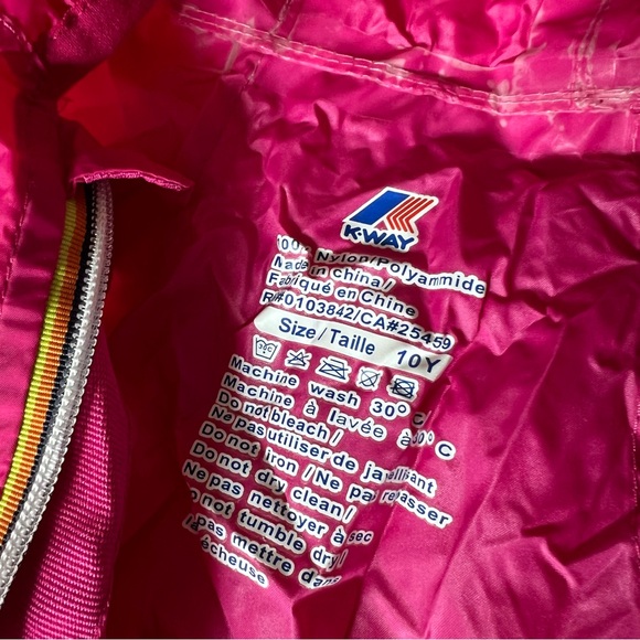 K Way Intense Pink Packable Windbreaker Size 10 - Picture 5 of 8